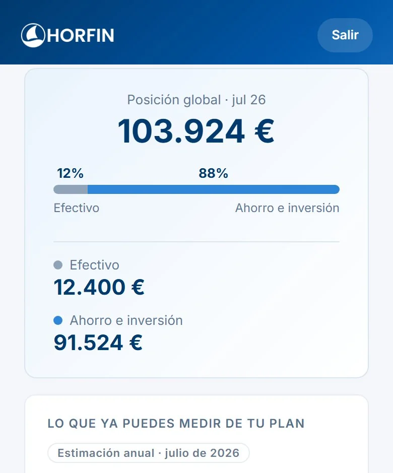 La app del portal en el móvil (datos de ejemplo)